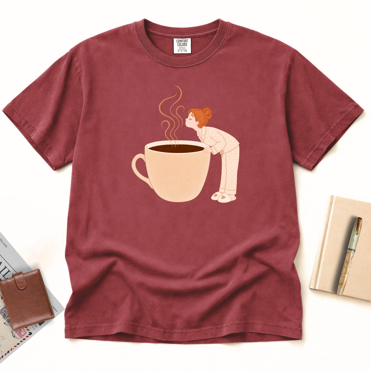 Wake Up and Smell the Coffee T-Shirt (Red)